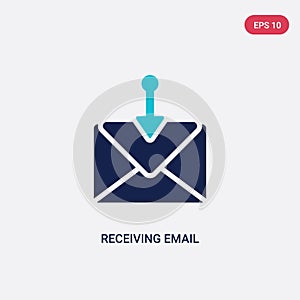 Two color receiving email vector icon from communication concept. isolated blue receiving email vector sign symbol can be use for