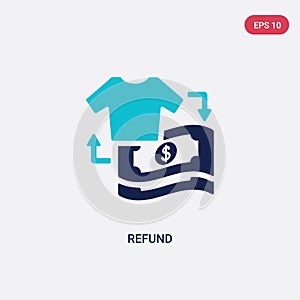Two color refund vector icon from fashion and commerce concept. isolated blue refund vector sign symbol can be use for web, mobile