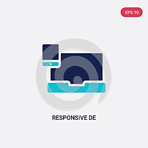 Two color responsive de vector icon from computer concept. isolated blue responsive de vector sign symbol can be use for web,