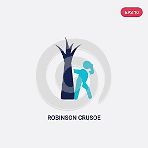 Two color robinson crusoe vector icon from literature concept. isolated blue robinson crusoe vector sign symbol can be use for web