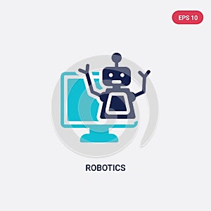 Two color robotics vector icon from computer concept. isolated blue robotics vector sign symbol can be use for web, mobile and