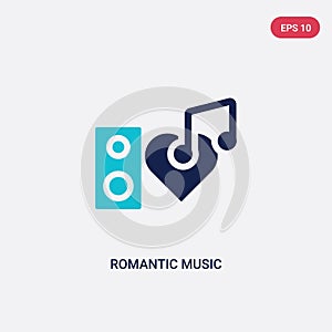 Two color romantic music vector icon from discotheque concept. isolated blue romantic music vector sign symbol can be use for web