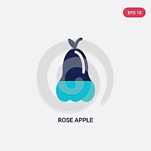 Two color rose apple vector icon from fruits concept. isolated blue rose apple vector sign symbol can be use for web, mobile and