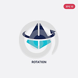 Two color rotation vector icon from augmented reality concept. isolated blue rotation vector sign symbol can be use for web,