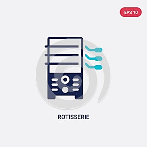 Two color rotisserie vector icon from electronic devices concept. isolated blue rotisserie vector sign symbol can be use for web,