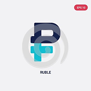 Two color ruble vector icon from culture concept. isolated blue ruble vector sign symbol can be use for web, mobile and logo. eps