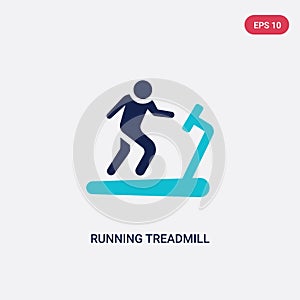 Two color running treadmill vector icon from gym and fitness concept. isolated blue running treadmill vector sign symbol can be