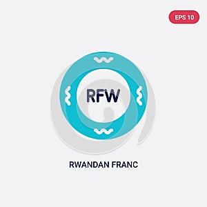 Two color rwandan franc vector icon from africa concept. isolated blue rwandan franc vector sign symbol can be use for web, mobile