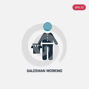 Two color salesman working vector icon from people concept. isolated blue salesman working vector sign symbol can be use for web,