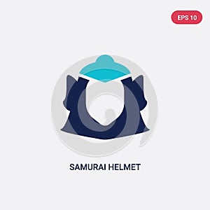 Two color samurai helmet vector icon from fashion concept. isolated blue samurai helmet vector sign symbol can be use for web, photo