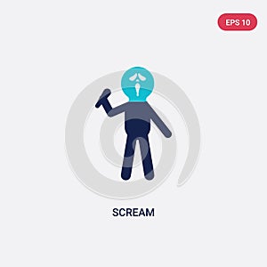 Two color scream vector icon from literature concept. isolated blue scream vector sign symbol can be use for web, mobile and logo