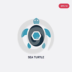 Two color sea turtle vector icon from summer concept. isolated blue sea turtle vector sign symbol can be use for web, mobile and