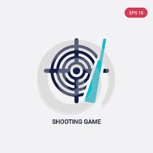 Two color shooting game vector icon from entertainment and arcade concept. isolated blue shooting game vector sign symbol can be