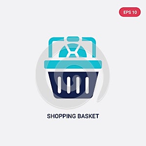 Two color shopping basket vector icon from football concept. isolated blue shopping basket vector sign symbol can be use for web,