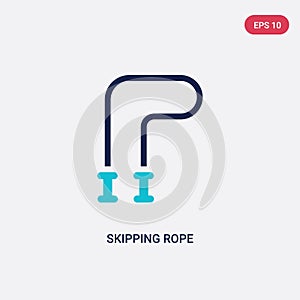 Two color skipping rope vector icon from gym and fitness concept. isolated blue skipping rope vector sign symbol can be use for