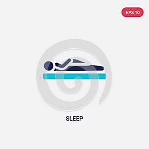 Two color sleep vector icon from gym and fitness concept. isolated blue sleep vector sign symbol can be use for web, mobile and