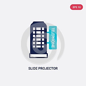 Two color slide projector vector icon from cinema concept. isolated blue slide projector vector sign symbol can be use for web,