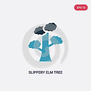 Two color slippery elm tree vector icon from nature concept. isolated blue slippery elm tree vector sign symbol can be use for web