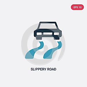 Two color slippery road vector icon from insurance concept. isolated blue slippery road vector sign symbol can be use for web,