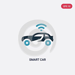 Two color smart car vector icon from programming concept. isolated blue smart car vector sign symbol can be use for web, mobile