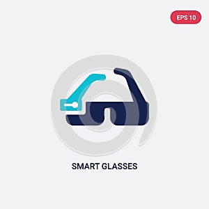 Two color smart glasses vector icon from future technology concept. isolated blue smart glasses vector sign symbol can be use for