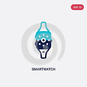 Two color smartwatch vector icon from electronic devices concept. isolated blue smartwatch vector sign symbol can be use for web,