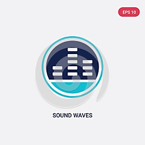 Two color sound waves vector icon from discotheque concept. isolated blue sound waves vector sign symbol can be use for web,