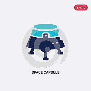 Two color space capsule vector icon from astronomy concept. isolated blue space capsule vector sign symbol can be use for web,