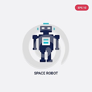 Two color space robot vector icon from astronomy concept. isolated blue space robot vector sign symbol can be use for web, mobile