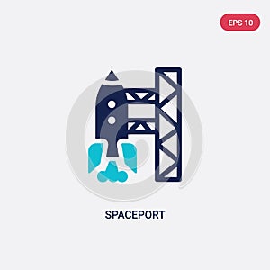 Two color spaceport vector icon from astronomy concept. isolated blue spaceport vector sign symbol can be use for web, mobile and