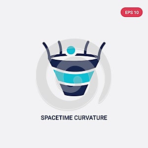 Two color spacetime curvature vector icon from education concept. isolated blue spacetime curvature vector sign symbol can be use