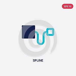 Two color spline vector icon from geometry concept. isolated blue spline vector sign symbol can be use for web, mobile and logo.