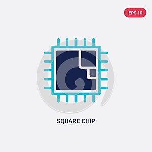 Two color square chip vector icon from computer concept. isolated blue square chip vector sign symbol can be use for web, mobile