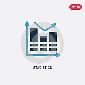 Two color stadistics vector icon from social media marketing concept. isolated blue stadistics vector sign symbol can be use for