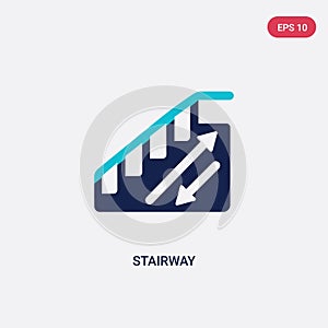 Two color stairway vector icon from hotel concept. isolated blue stairway vector sign symbol can be use for web, mobile and logo.