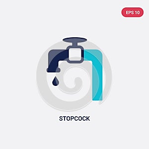 Two color stopcock vector icon from construction concept. isolated blue stopcock vector sign symbol can be use for web, mobile and
