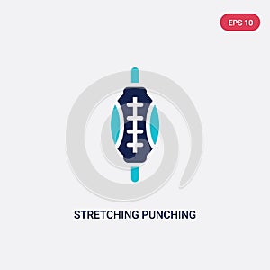 Two color stretching punching ball vector icon from gym and fitness concept. isolated blue stretching punching ball vector sign