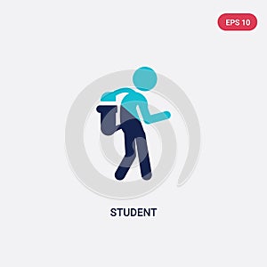 Two color student vector icon from education 2 concept. isolated blue student vector sign symbol can be use for web, mobile and