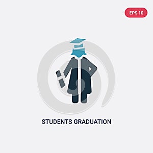 Two color students graduation hat vector icon from people concept. isolated blue students graduation hat vector sign symbol can be