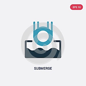 Two color submerge vector icon from science concept. isolated blue submerge vector sign symbol can be use for web, mobile and logo