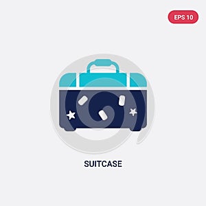 Two color suitcase vector icon from blogger and influencer concept. isolated blue suitcase vector sign symbol can be use for web,