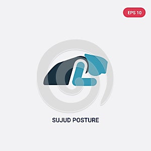 Two color sujud posture vector icon from religion-2 concept. isolated blue sujud posture vector sign symbol can be use for web,