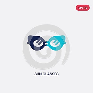 Two color sun glasses vector icon from brazilia concept. isolated blue sun glasses vector sign symbol can be use for web, mobile