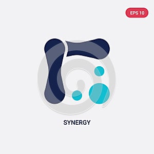 Two color synergy vector icon from geometry concept. isolated blue synergy vector sign symbol can be use for web, mobile and logo