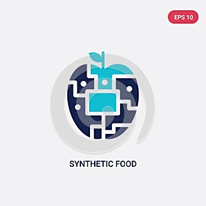 Two color synthetic food vector icon from artificial intellegence concept. isolated blue synthetic food vector sign symbol can be