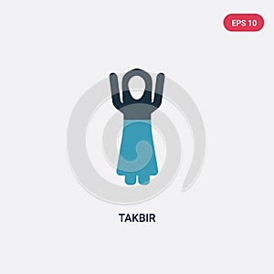 Two color takbir vector icon from people concept. isolated blue takbir vector sign symbol can be use for web, mobile and logo. eps