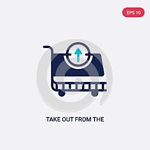 Two color take out from the cart vector icon from commerce concept. isolated blue take out from the cart vector sign symbol can be