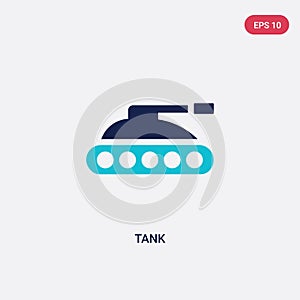 Two color tank vector icon from army concept. isolated blue tank vector sign symbol can be use for web, mobile and logo. eps 10