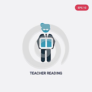 Two color teacher reading vector icon from people concept. isolated blue teacher reading vector sign symbol can be use for web,