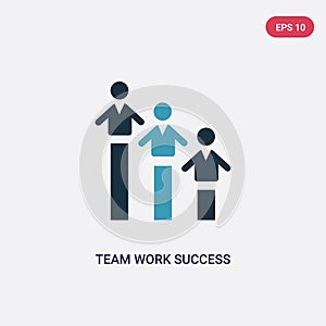 Two color team work success vector icon from people concept. isolated blue team work success vector sign symbol can be use for web